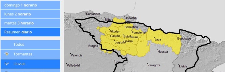 Como consecuencia de los avisos de la AEMet por lluvias intensas, se advierte de la posibilidad de crecidas súbitas en barrancos y cauces menores en Álava, La Rioja, Navarra y Aragón Como consecuencia de los avisos de la AEMet por lluvias intensas, se advierte de la posibilidad de crecidas súbitas en barrancos y cauces menores en Álava, La Rioja, Navarra y Aragón
